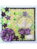 Sparkling Purple Handmade Flowers Greeting Card