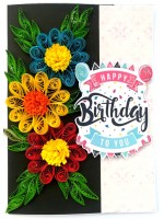 Sparkling Multicolored Quilled Flowers Birthday Card