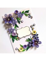 Purple Quilled Flowers Corner Greeting Card