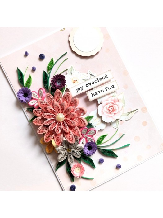 Sparkling Pinks Quilled Flowers Card