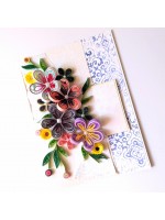 Multicolor Quilled Flowers Design Greeting Card