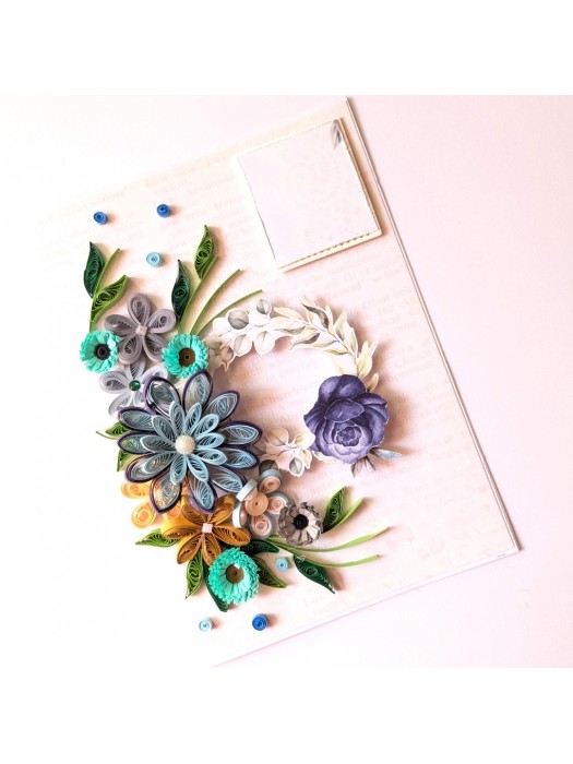 Sparkling Blues Quilled Flowers Card