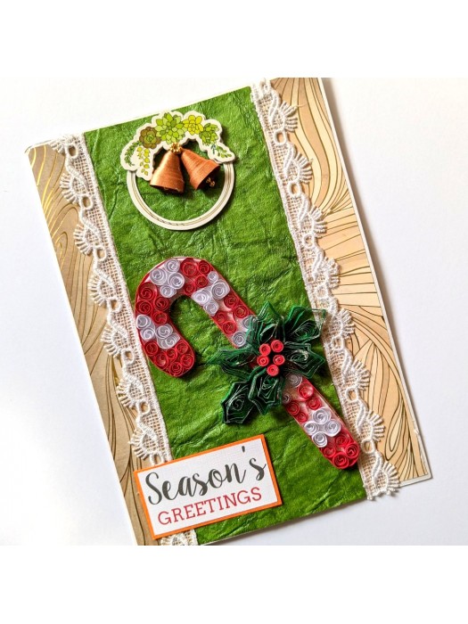 Quilled Christmas Candy cane Greeting Card image