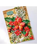 Poinsettias Handmade Christmas New Year Card