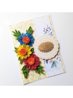 Sparkling Quilled Flowers Birthday Greeting Card 