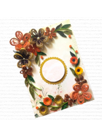 Orange Quilled Flowers Corner Greeting Card