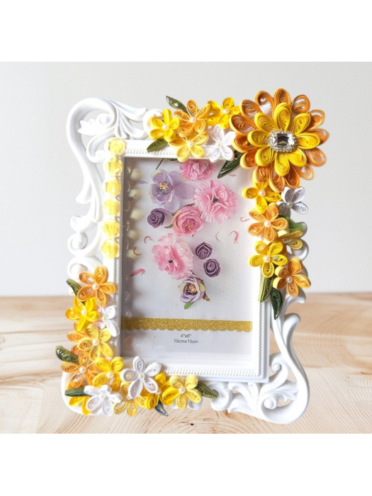 Yellow Quilled Flowers Photo Frame - 4x6 inch photo