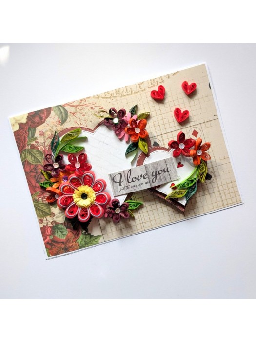 Sparkling Red Heart Quilled Love Card