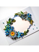 Blue Themed Quilled Flowers Greeting Card