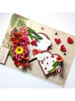 Handmade Red Heart Quilled Love Card