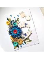 Sparkling Blues Quilled Flowers Card