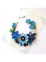 Blue Themed Quilled Flowers Greeting Card